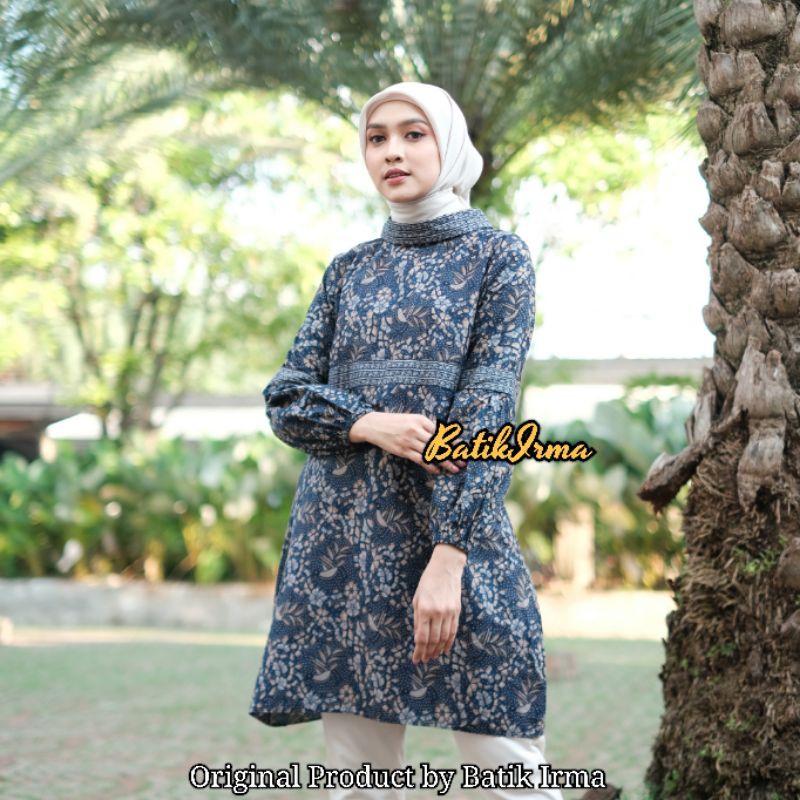 Tunik Batik Wanita Lengan Balon Tunik Batik Terbaru Motif Jaiz Batik Irma - Khanza Hijab