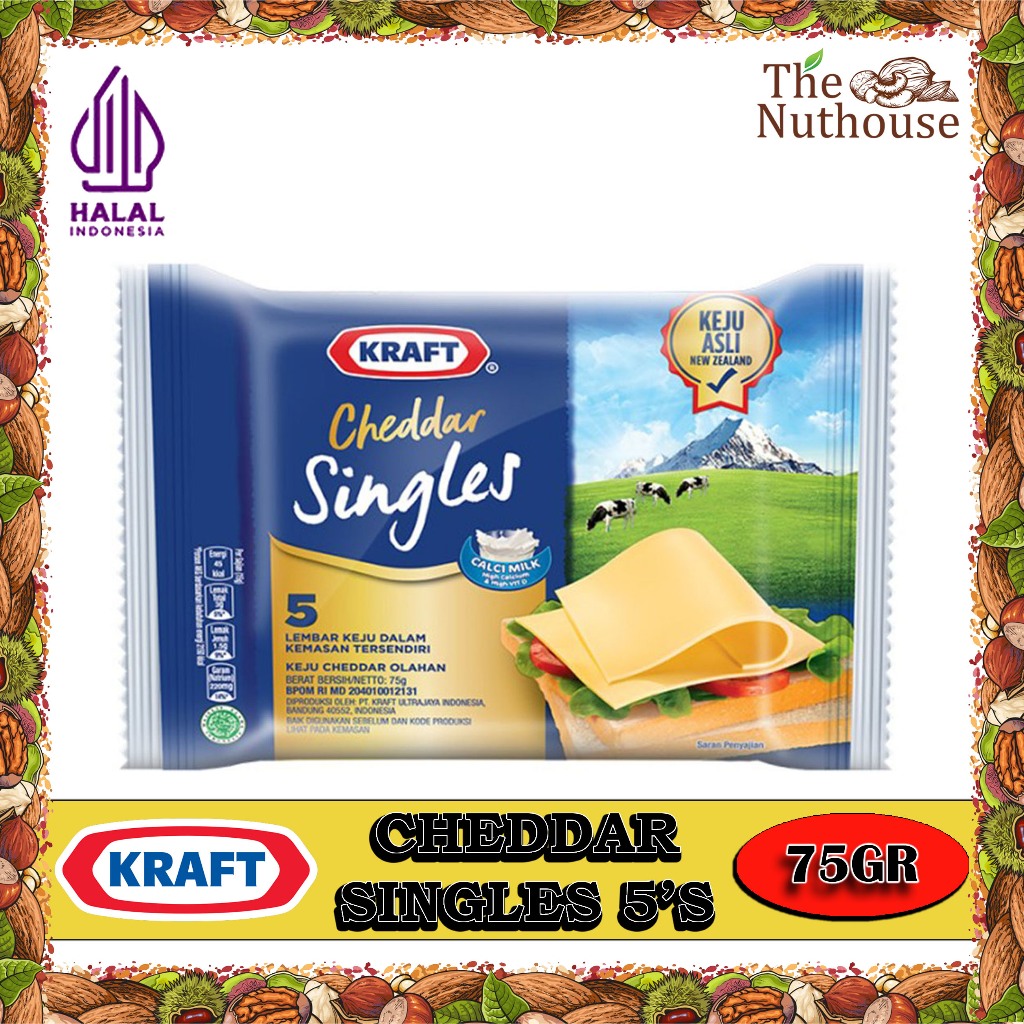 

KRAFT Cheese / Keju Cheddar Singles 5's / 5 Lembar 75gr