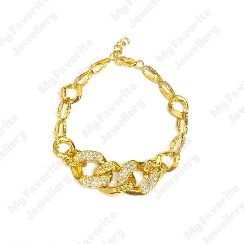 Gelang Sisik Naga Variasi Permata Emas Asli Kadar 700