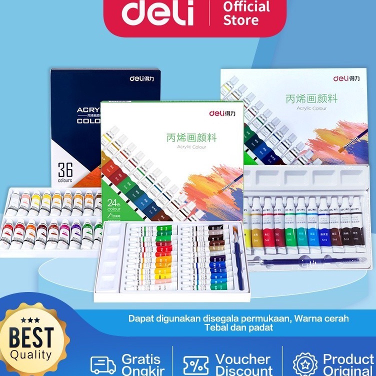 

KODE G25N Deli Acrylic Paint Cat Akrilik Anak 2436 Warna Dapat Ditulis di Kain Tanah Liat 73912 73915