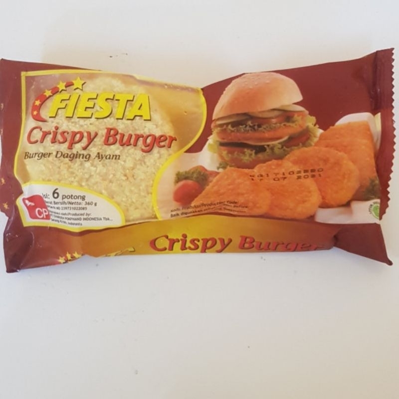 

fiesta crispy burger 360gr / daging burger ayam