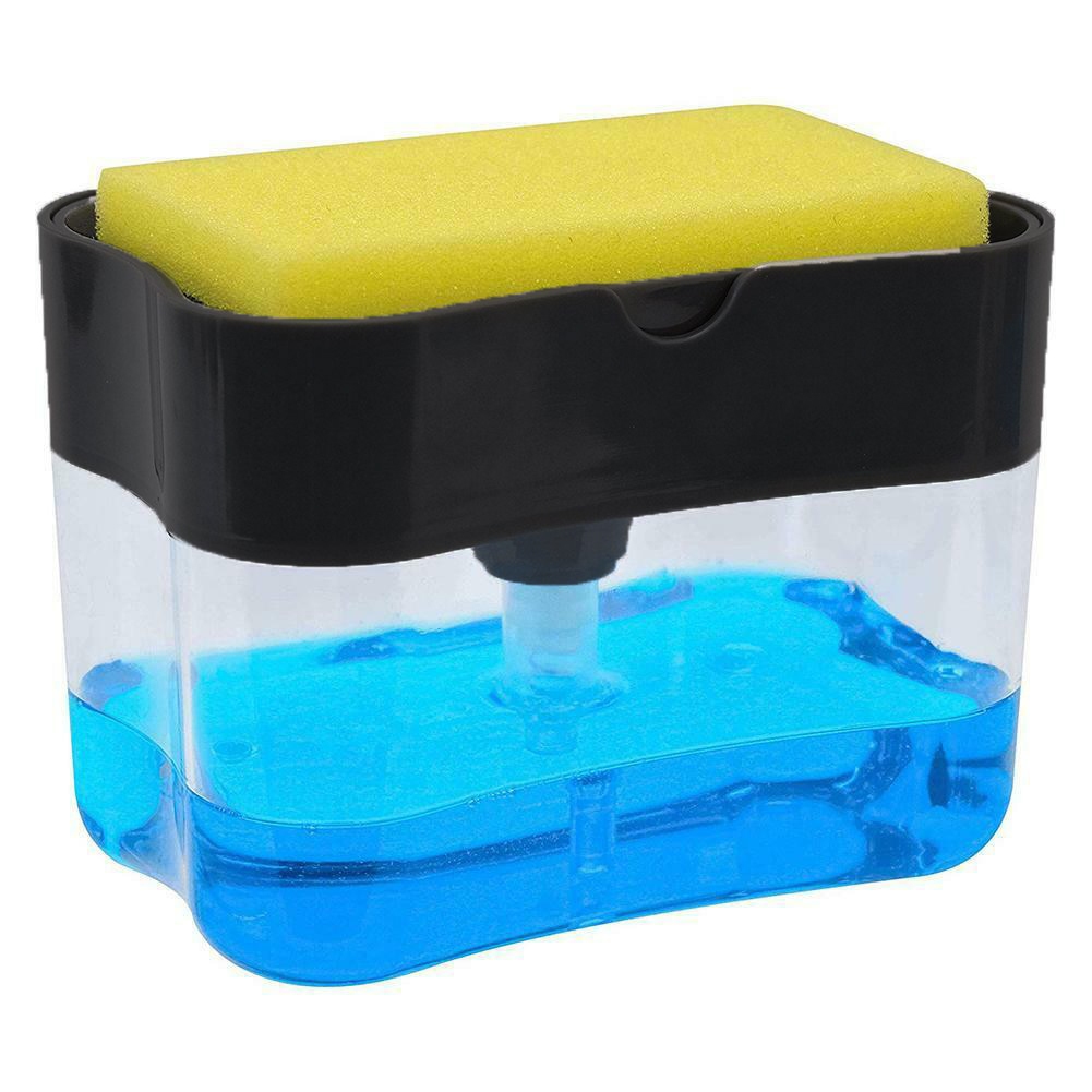 Tempat Sabun Bulat + Spons Cuci Piring (2in1) Dispenser Sabun Cair Botol Soap Lucu tempat sabun cuci