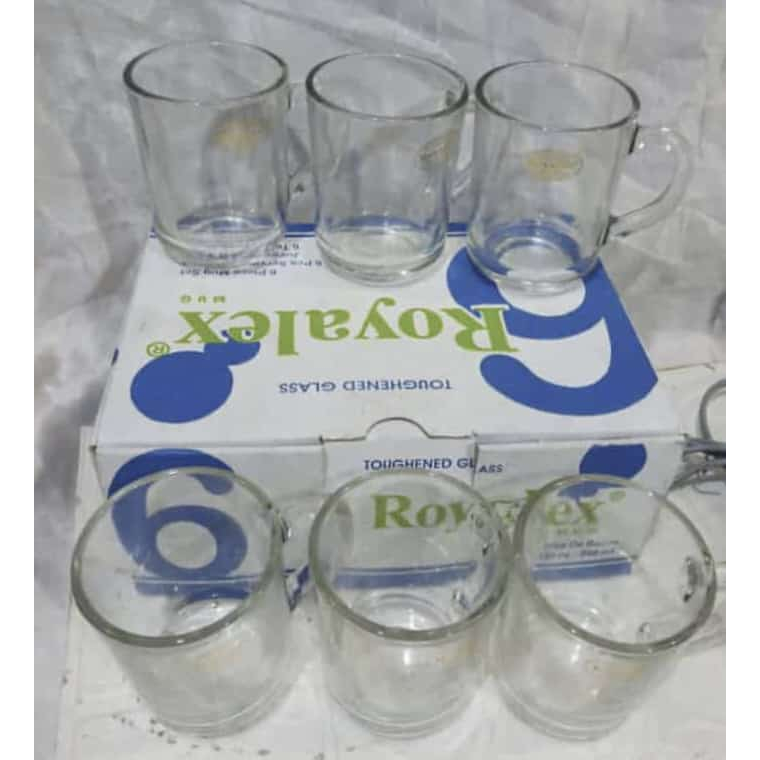 Gelas Royalex / Gelas Kopi RX 255 / Gelas Gagang Royalex Kaca 6 pcs BATAM