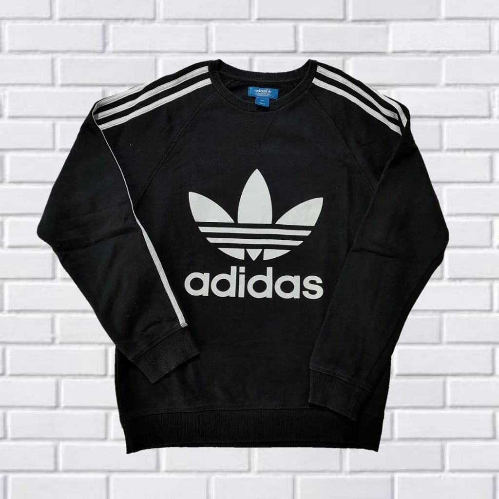 SWEATER CREWNECK ADIDAS TREFOIL BIG LOGO, SIZE M (SECOND BRANDED) HITAM, CN0083