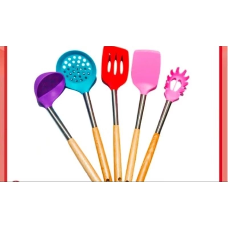 Sutil Silikon Gagang Kayu Stainless