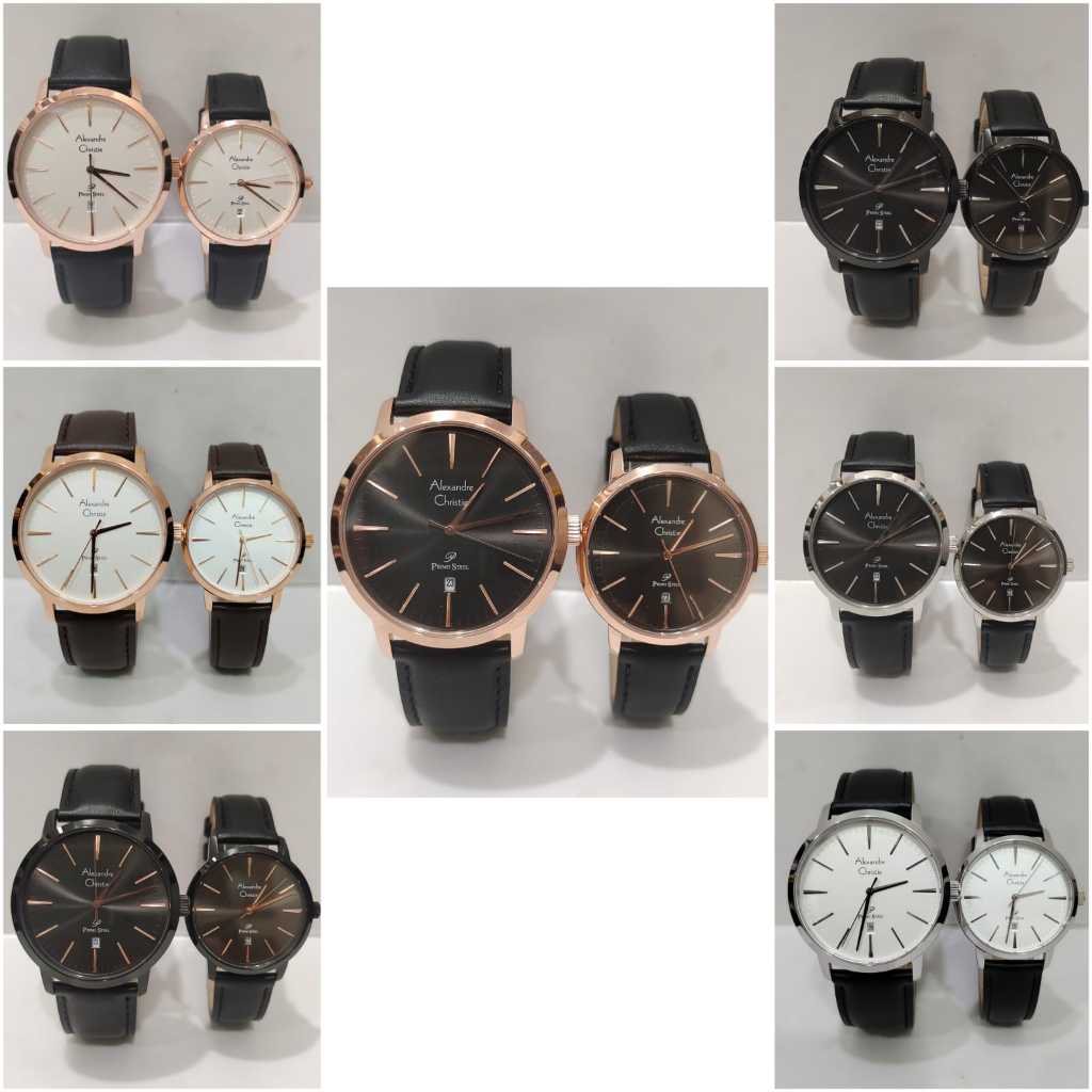 Jam Couple Alexandre Christie AC1028  AC 1028 Leather Original Garansi Resmi Alexander Christi