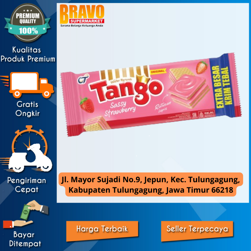 Bravo Supermarket Tulungagung - WAFER TANGO SASSY STRAWBERRY 110GR