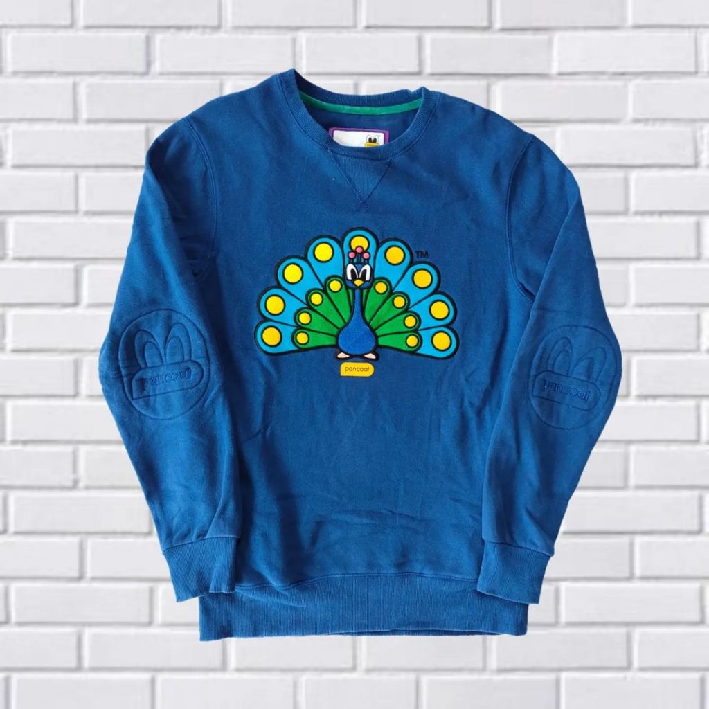 SWEATER CREWNECK PANCOAT MERAK/PEACOCK,SIZE M (SECOND BRANDED), BIRU, CN0096