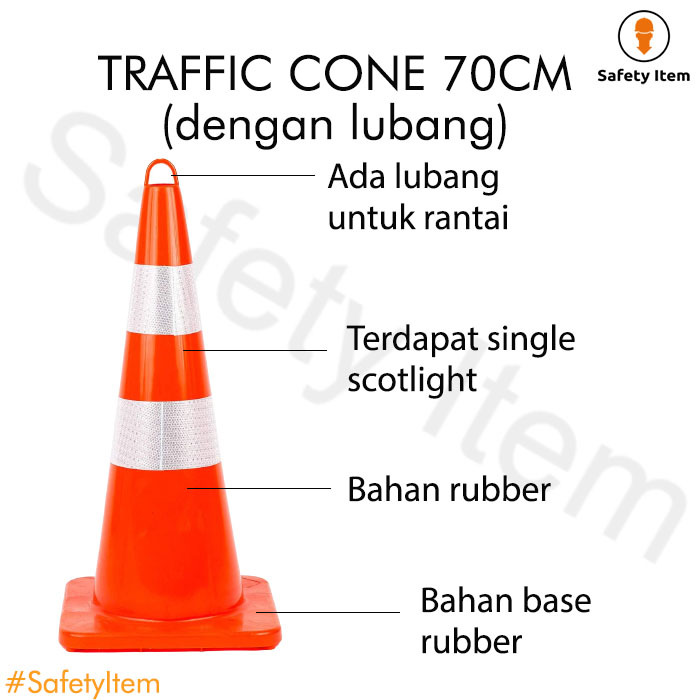 Traffic Cone 70cm / Safety Traffic Cone Rubber 70 cm / Kerucut Lalu Lintas