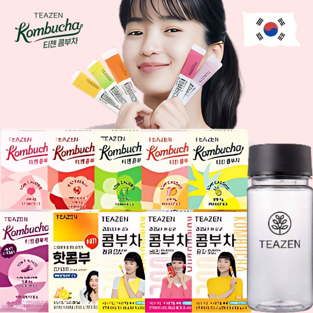 

TEAZEN Kombucha10 Stick series Lemon, Citron, Berry , Peach Random Cover