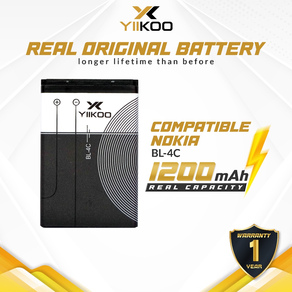 YIIKOO Baterai NOKIA BL-4C BL4C 1202 1203 1661 2650 3500C 3500 Classic 5100 6100 6103 6104 6131 6170