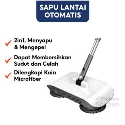 Sapu Lantai Otomatis Canggih Kekinian / Sapu Pel Pelan Kain Microfiber Membersihkan Sudut dan Celah