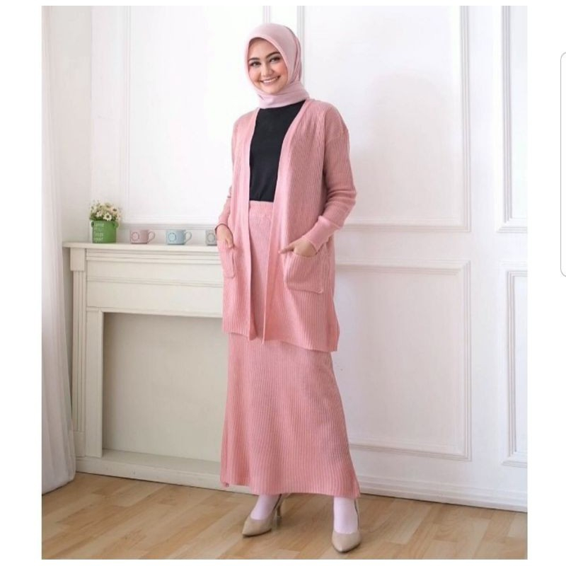 SETELAN RAJUT CARDY 2 in 1 / SETELAN RAJUT WANITA / SETELAN RAJUT TURKY/ 1set outfit wanita / 1 set 