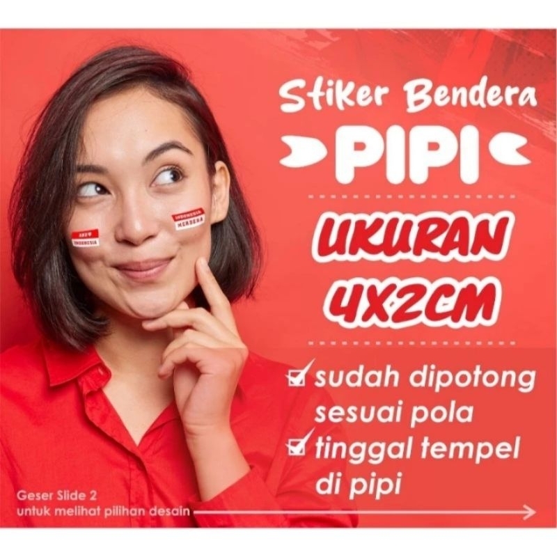 

Promo GROSIR 100 LEMBAR Stiker pipi merah putih isi 32pcs tempelan pipi bendera termurah - Stiker