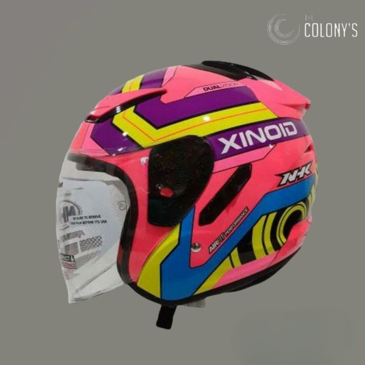 HELM NHK R1 XINOID NHK R-1 XINOID PINK FLOURECENT DOUBLE VISOR