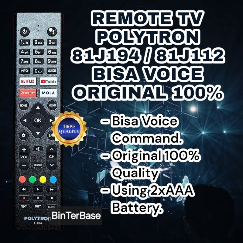 Remote remot TV Polytron 81J194 81j112 81J273 Ori 100% Original bisa Voice LCD LED Android Smart TV 