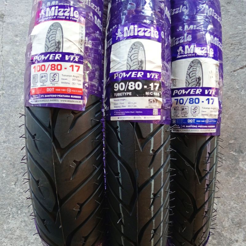 BAN LUAR MOTOR MIZZLE 70/80-17 90/80-17 10080-17 RING 17 POWER VTX TUBETYPE