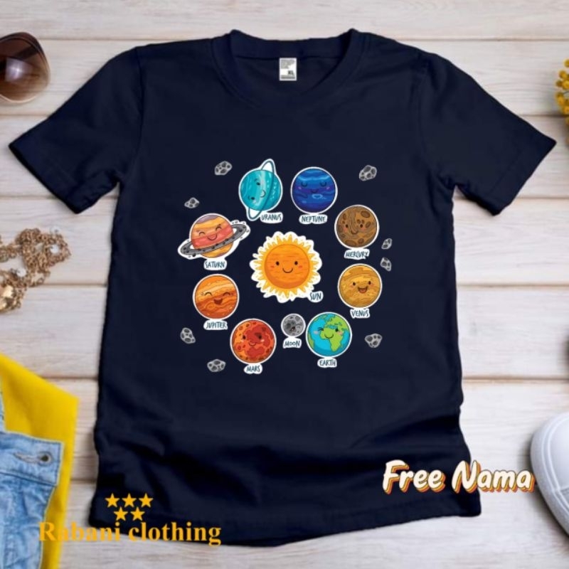 baju planet tata surya kaos anak