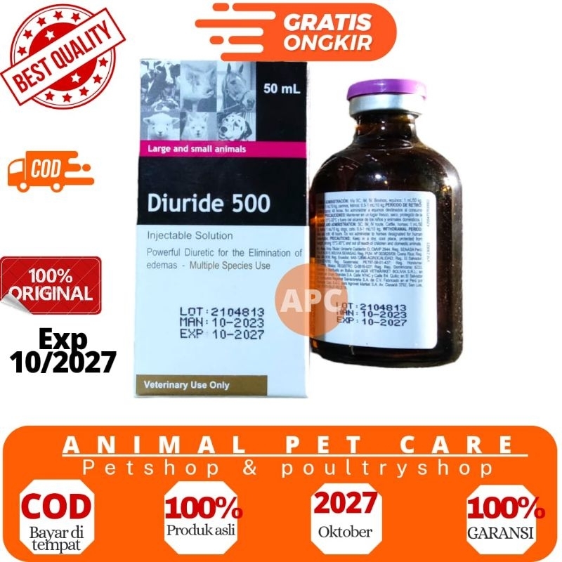 DIURIDE 500 - Furosemide - DIURETIK 50 ml Obat Hewan