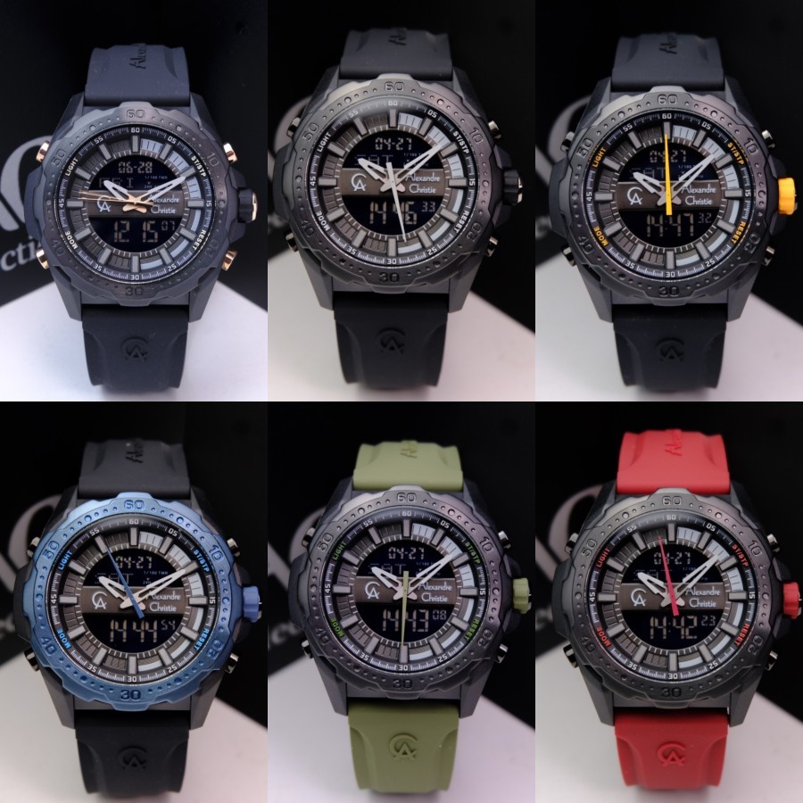 JAM TANGAN PRIA ALEXANDRE CHRISTIE AC 9370 AC9370 MHR RUBBER ORIGINAL