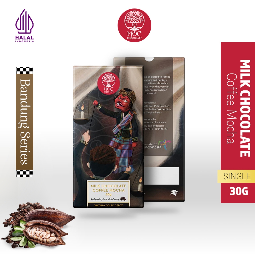 

MOC Chocolate - Bandung Series Milk Chocolate Coffee Mocha 30 Gram - Halal - Chocolate Bar/Cokelat Batang - Chocolate Edukasi