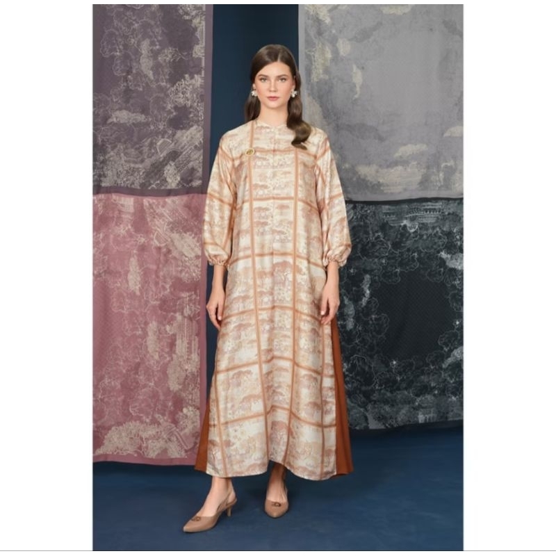 New Zytadelia Retiro Side Pleate Dress _peach