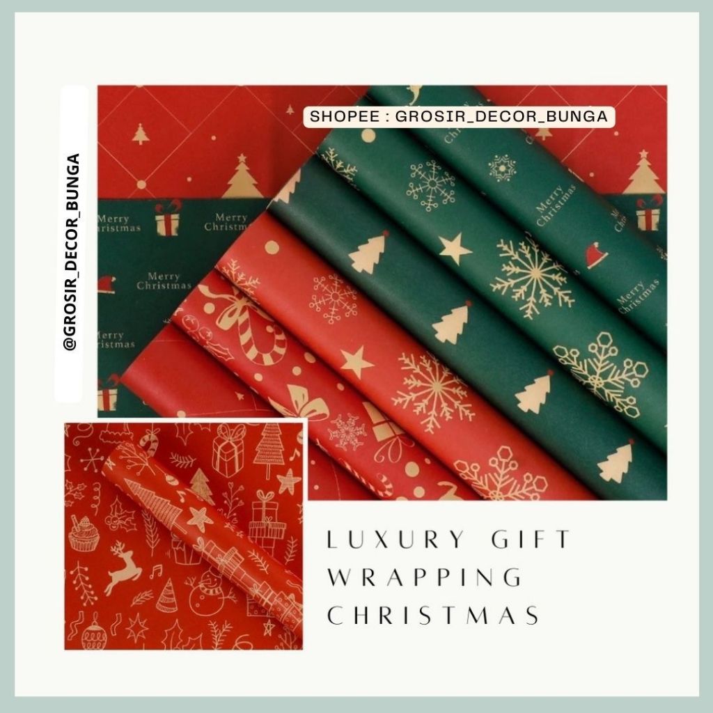 

SW LUXURY CHRISTMAS GIFT WRAPPING CRAFT NATAL WRAPPING MOTIF MERRY CHRISTMAS KERTAS KADO NATAL HAMPERS NATAL WRAPPING PAPER FLOWERWRAP BUNGA SOUVENIR NATAL HIASAN POHON NATAL BUNGKUS KADO NATAL NEW YEARTERLARIS