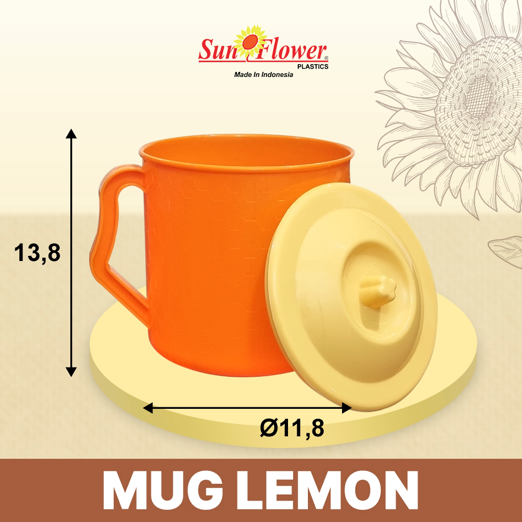 MUG LEMON Sunflower Teh Kitchenware/Mug Besar / Gelas Jumbo Plastik / Mug Plastik / Mug Cantik / Mug