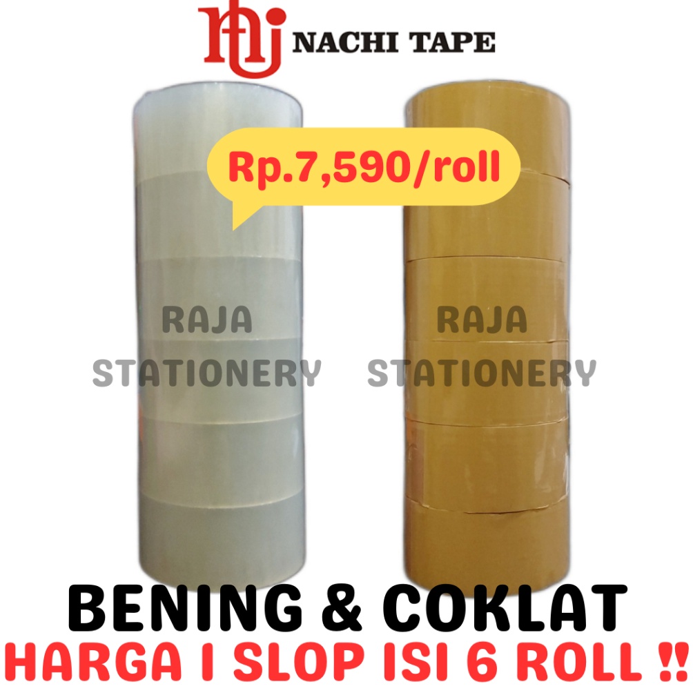 

KODE Y2L4 LAKBAN NACHI 48MM 1 YARD 2 INCH LAKBAN BENING LAKBAN COKLAT OPP TAPE 1 SLOP ROLL 6PCS