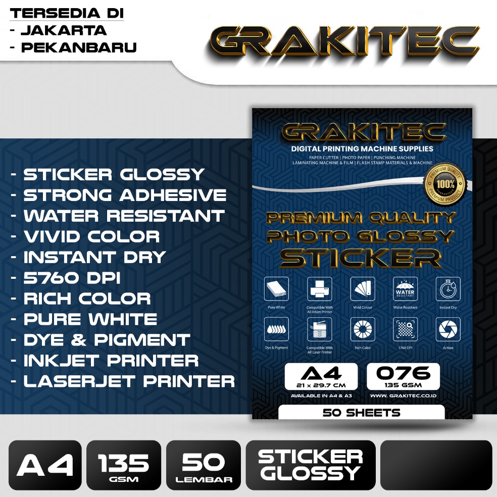 

KODE W5K3 Sticker Glossy Photo Paper A4 Isi 5 Lembar Glossy Photo Sticker Paper Kertas Foto Sticker Glossy Premium Grakitec