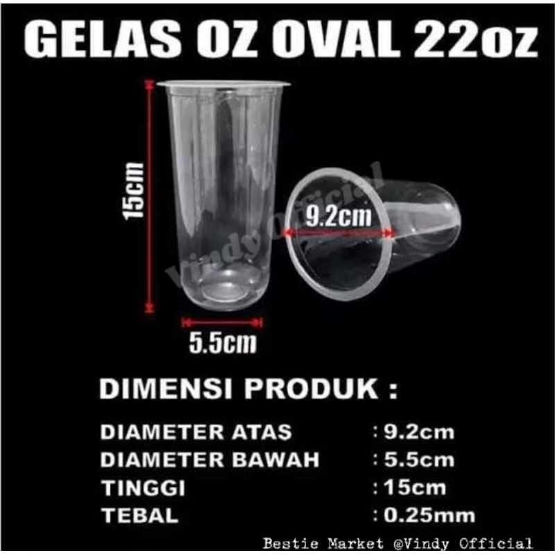 Gelas Plastik Cup Oval 22 Oz
