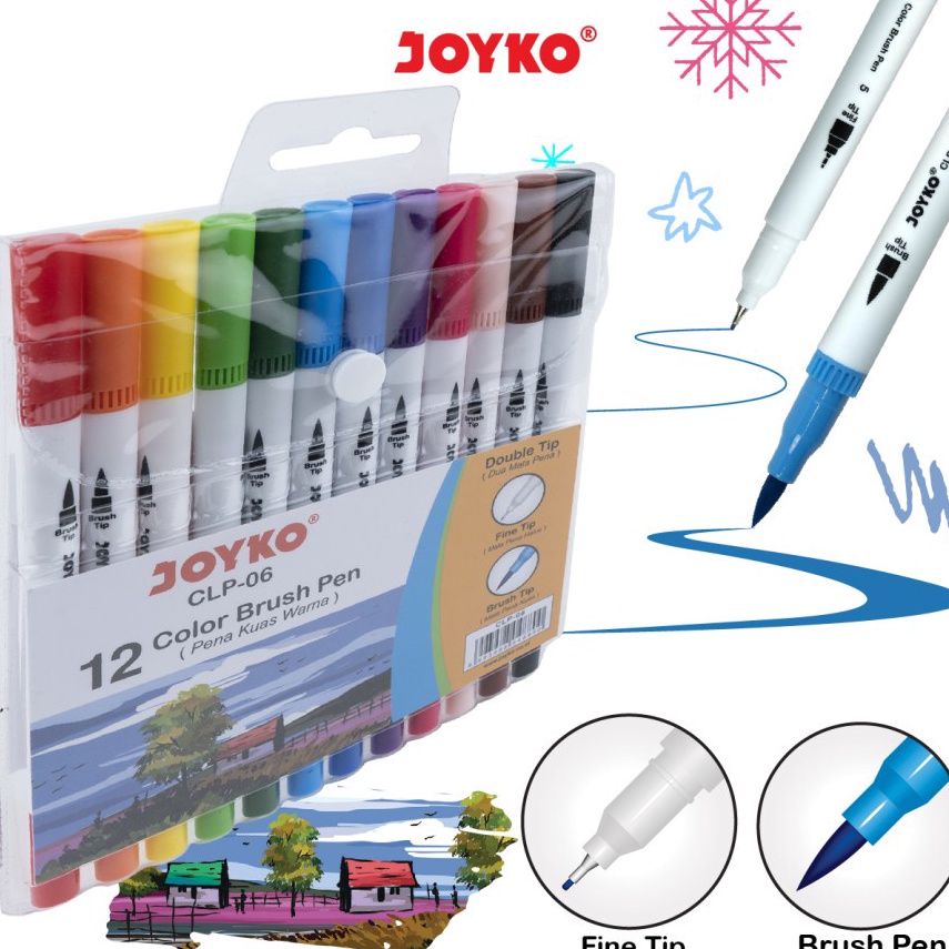 

KODE F8O9 Color Brush Pen Pena Kuas Warna Joyko CLP6