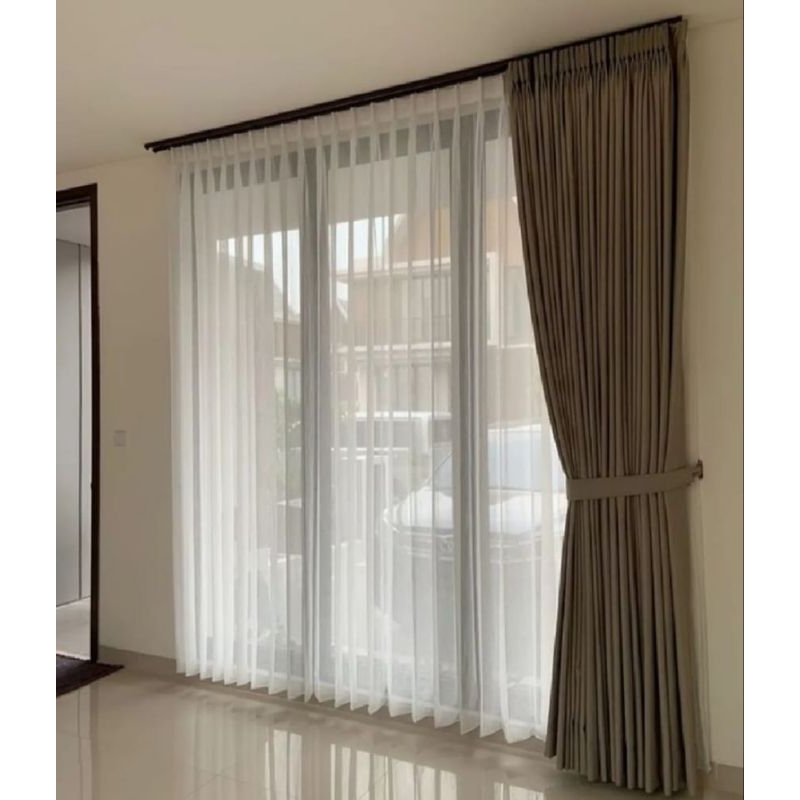 Vitrase Ukuran Costum Dalaman Gorden Kain Gorden Putih
