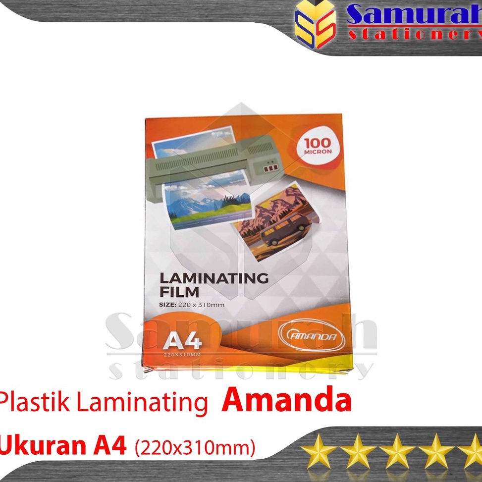 

KODE M6J7 Plastik Laminating Film A4 Amanda 1 Micron isi 1 lembar 22 x 31 mm Per Pak