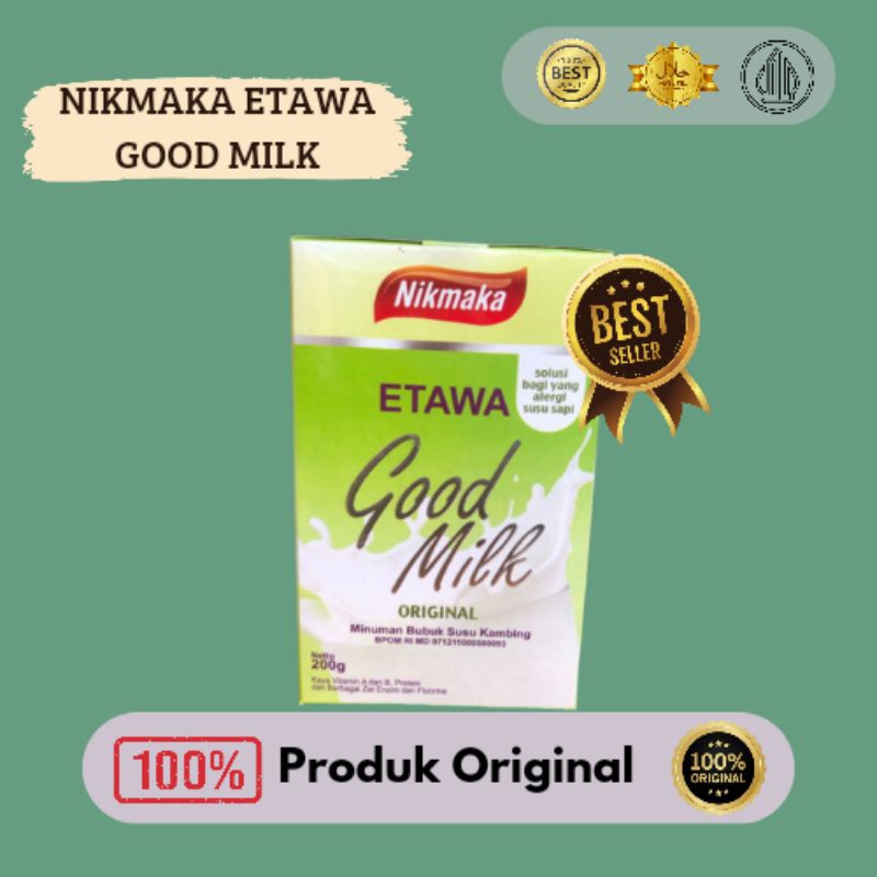 

NIKMAKA ETAWA GOOD MILK ORIGINAL. minuman bubuk susu kambing BPOM RI. SOLUSI BAGI YANG ALERGI SUSU SAPI. Netto 200g.