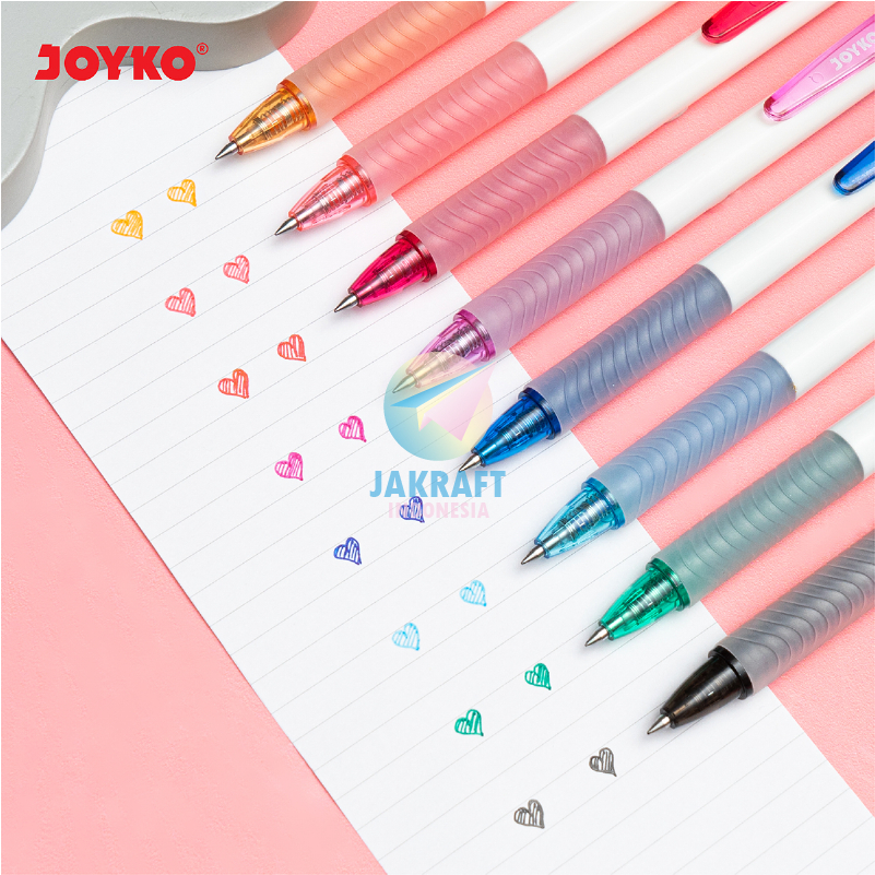 

(1 Pcs) Retractable Gel Pen Color With Clip JOYKO GPC-374 Pulpen Klik Warna Ala Sarasa Clip 0.5 mm