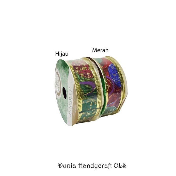 

TERBARU Pita Natal Bless 1 inch Lis Emas Berkawat Glitter Elegan Dekor