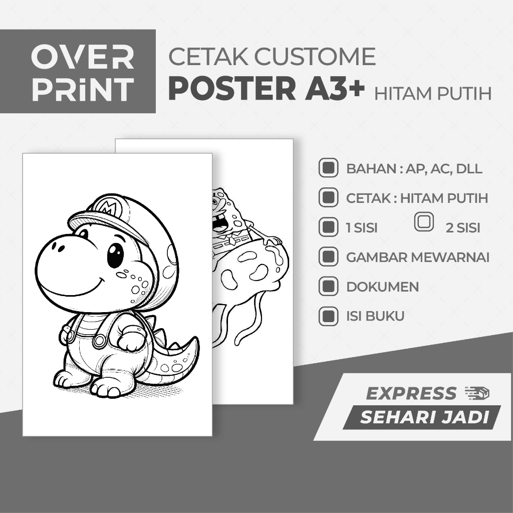 

POSTER A3+, Kertas Mewarnai, Dokumen Uk 32.5 x 48.5 Cm - Cetak Hitam Putih - Art Paper / Carton, HVS