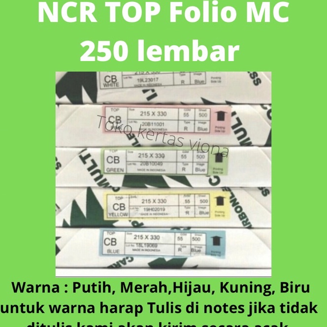 

Bonus kes NCR Top Putih MC isi 25 lembar