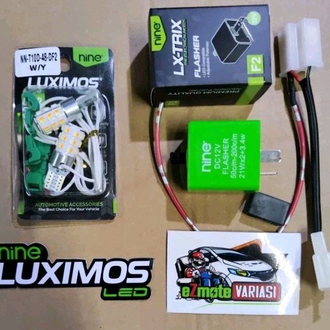 Muraaaahh LAMPU SEIN MOTOR PAKET DENGAN SOKET KABEL TIGA BERDIODA NINE IMOS T1 DF2 DUA MODE SENJA DA