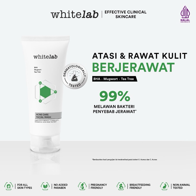 Ready Stock Whitelab Acne Care Facial Wash - Sabun Cuci Muka Untuk Kulit Jerawat Kontrol Minyak Berl
