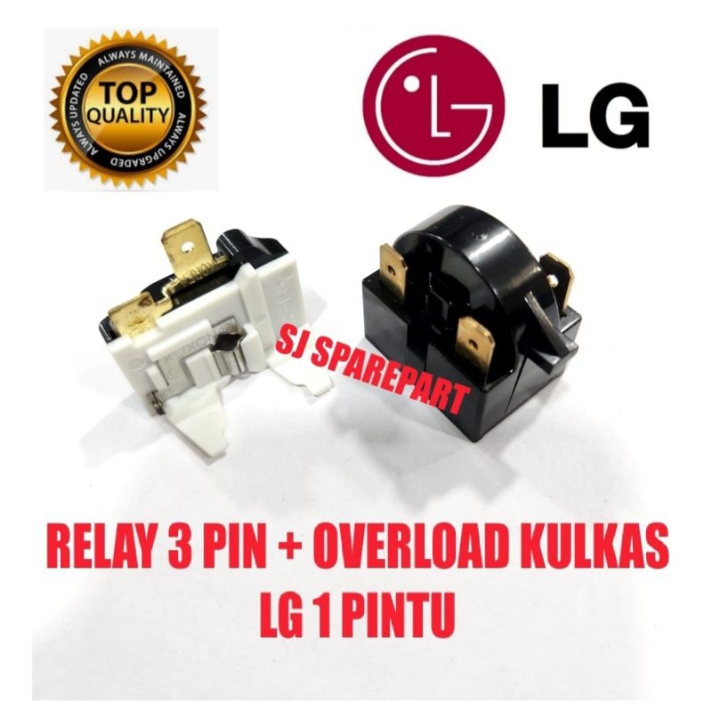 RELAY 3 PIN + PTC OVERLOAD KULKAS LG 1 PINTU