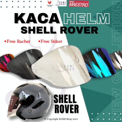 Kaca Helm SHELL ROVER Gratis Rachet dan Stiker Flat Visor Venom