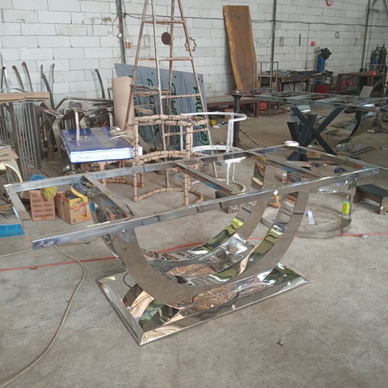 Meja makan kaki stainless glosyy/Kaki meja makan modern stainless glosy/Frame kaki meja makan stainl