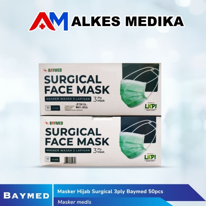 Baymed Hijab / Masker Hijab Surgical 3ply Baymed 50pcs