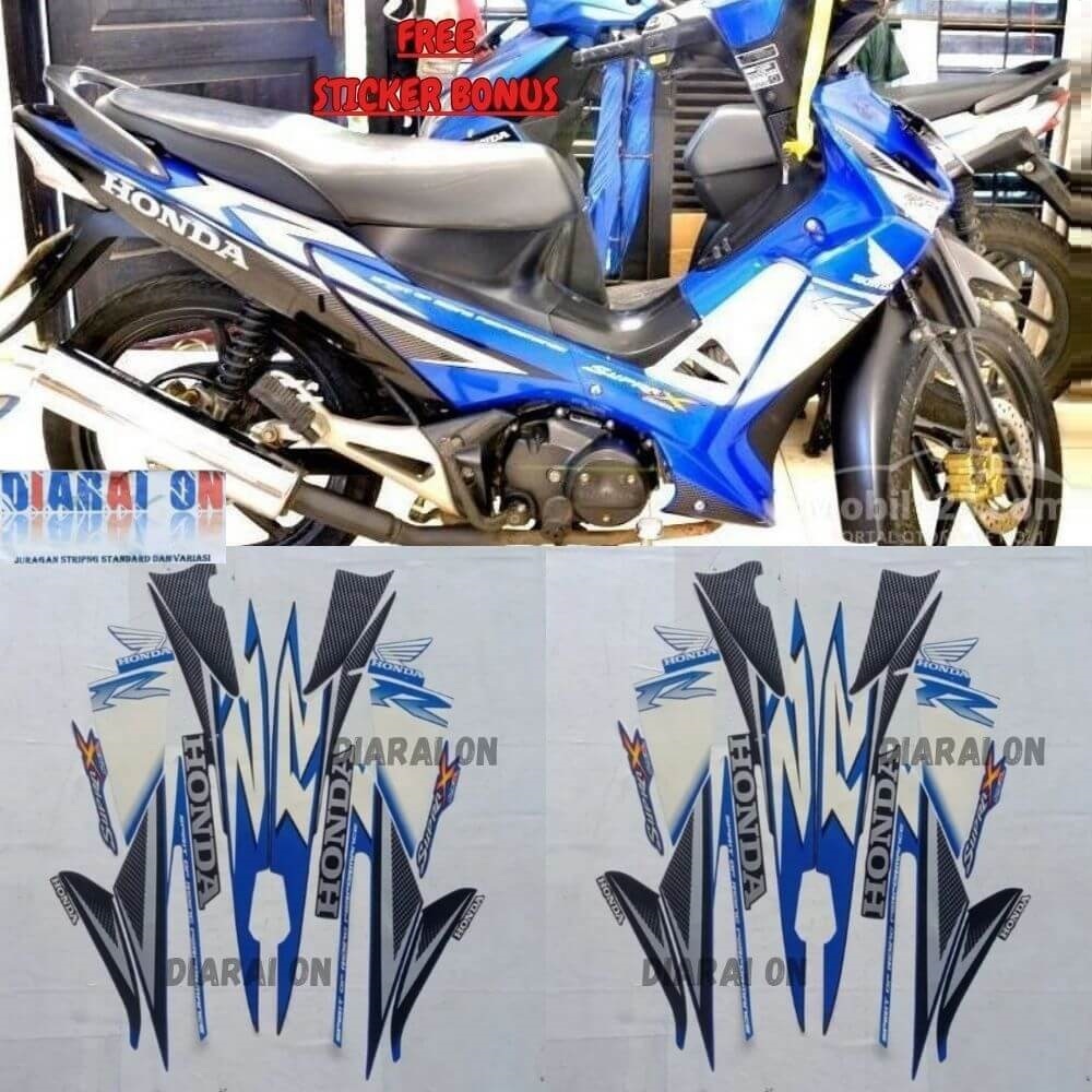 Striping Stiker Honda Supra X 125 R 2007 2008 2009 Biru Murah