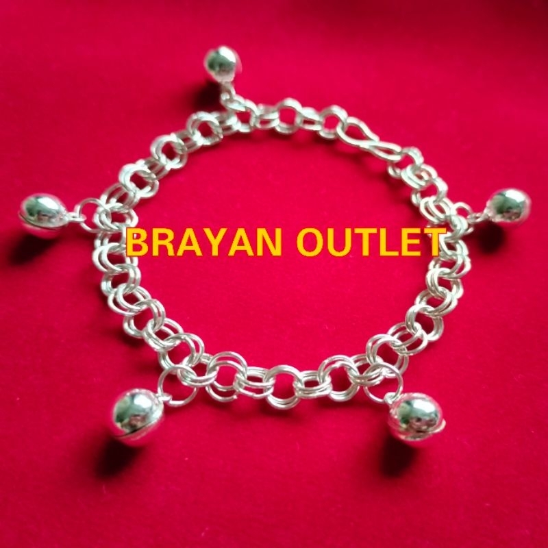 Gelang Tangan Perak Wanita Dewasa / Gelang Kaki Perak Anak Bayi model Full Kerincing BRAYAN OUTLET