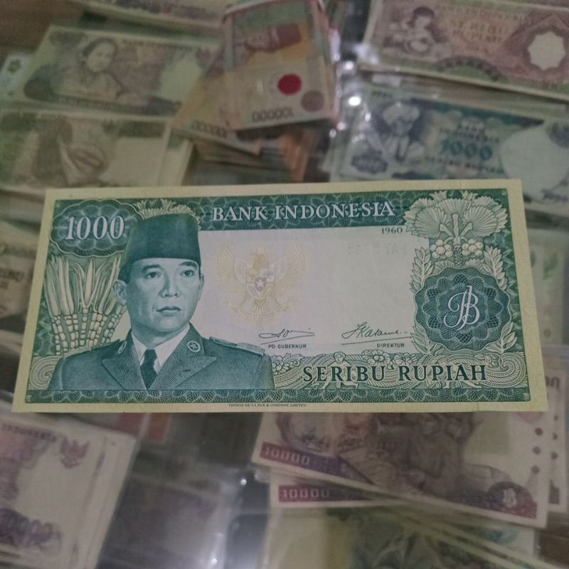 uang kuno indonesia 1000 soekarno 1960 asli bagus