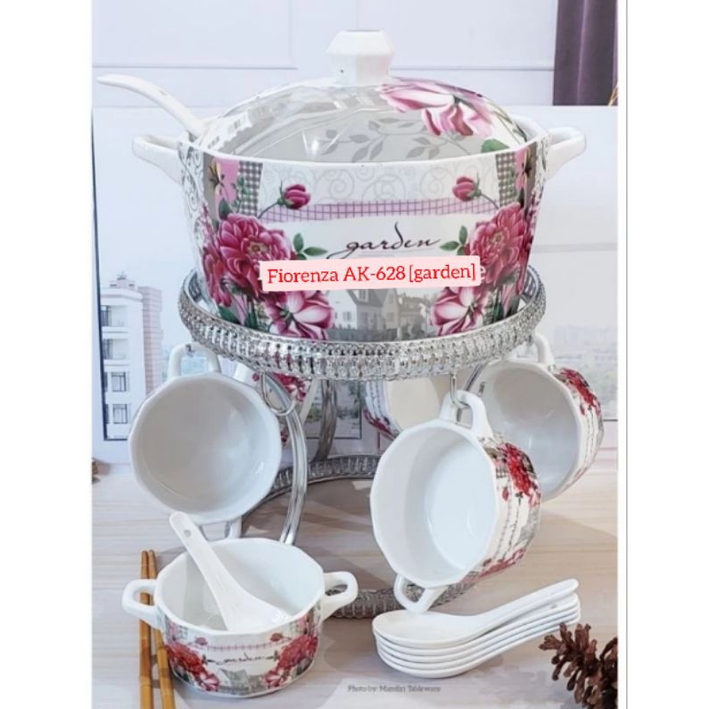 [Packing Kayu] Wadah Soup Turren Set Keramik Fiorenza / Tempat Sop Keramik (ORIGINAL)
