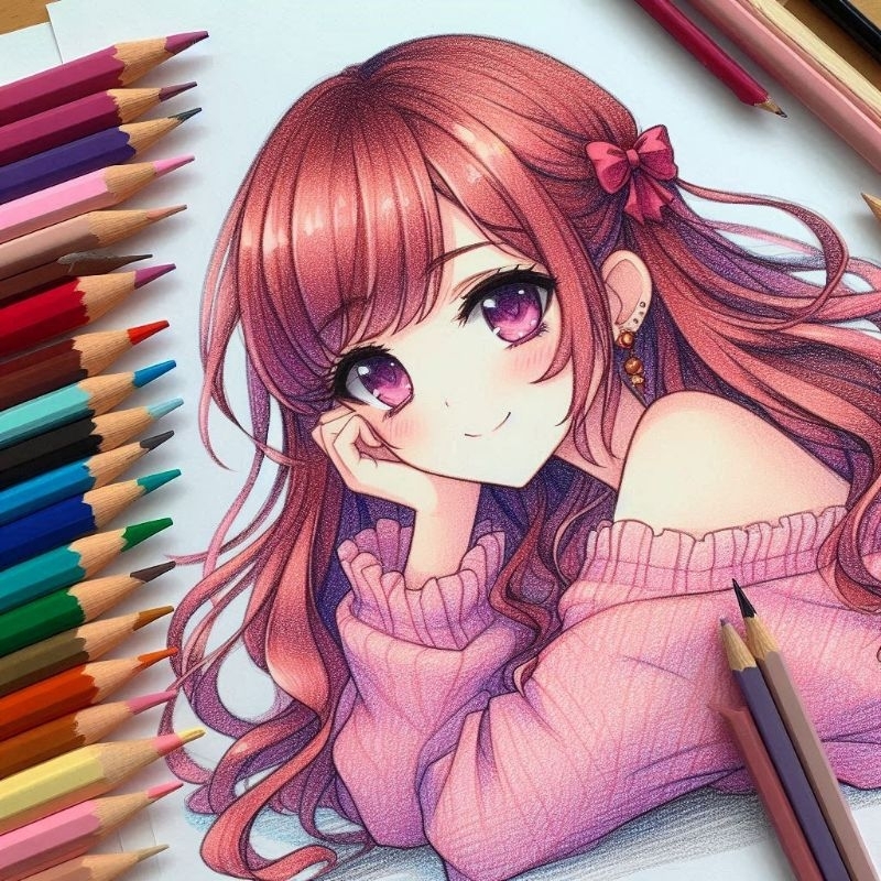 

jasa lukis sketsa anime (pensil warna)